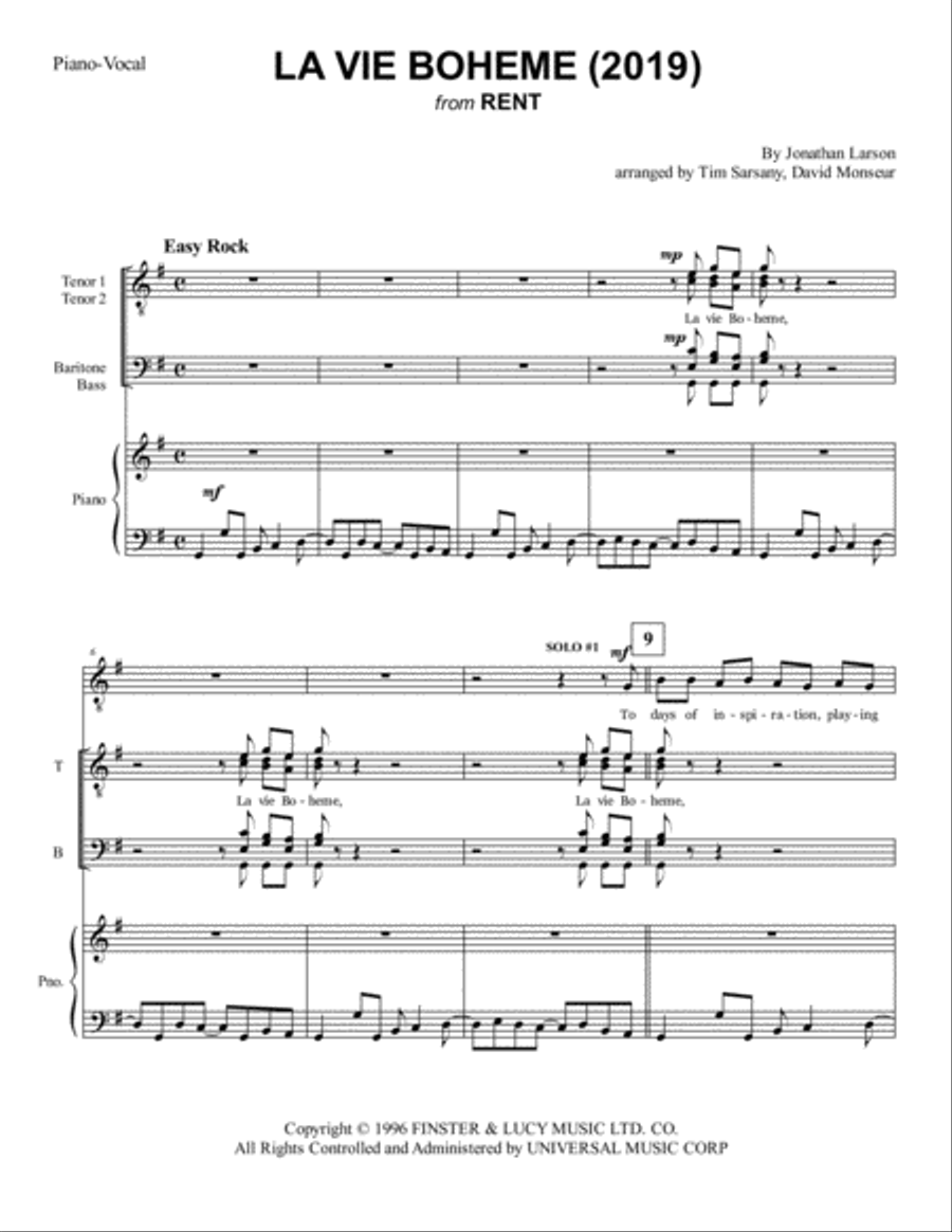 La Vie Boheme TTBB scores gallery preview page 1