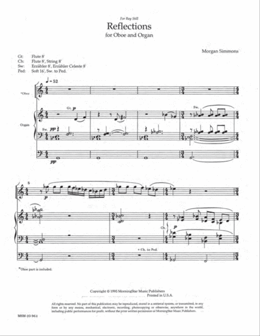 Reflections for Oboe and Organ Oboe scores gallery preview page 2