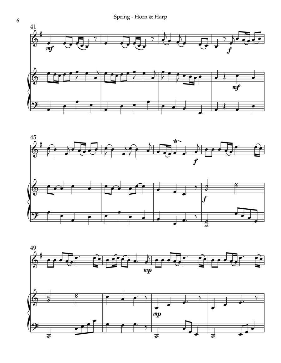 Spring (La Primavera), Duet for Horn in F & Harp Harp scores gallery preview page 6