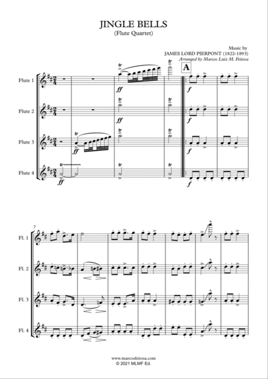 Jingle Bells - Flute Quartet Flute Quartet scores gallery preview page 3