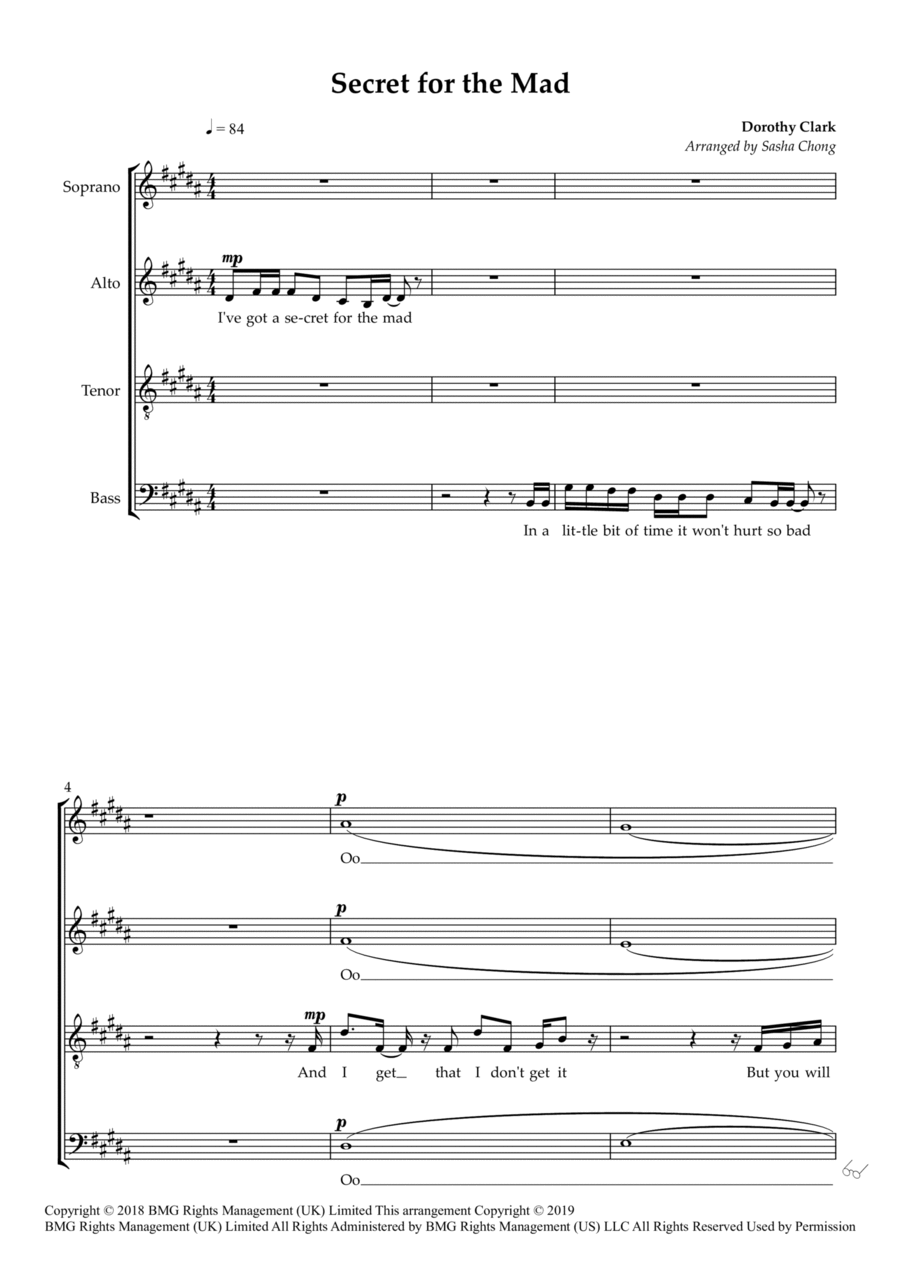 Secret For The Mad Secret For The Mad 4-Part scores gallery preview page 1