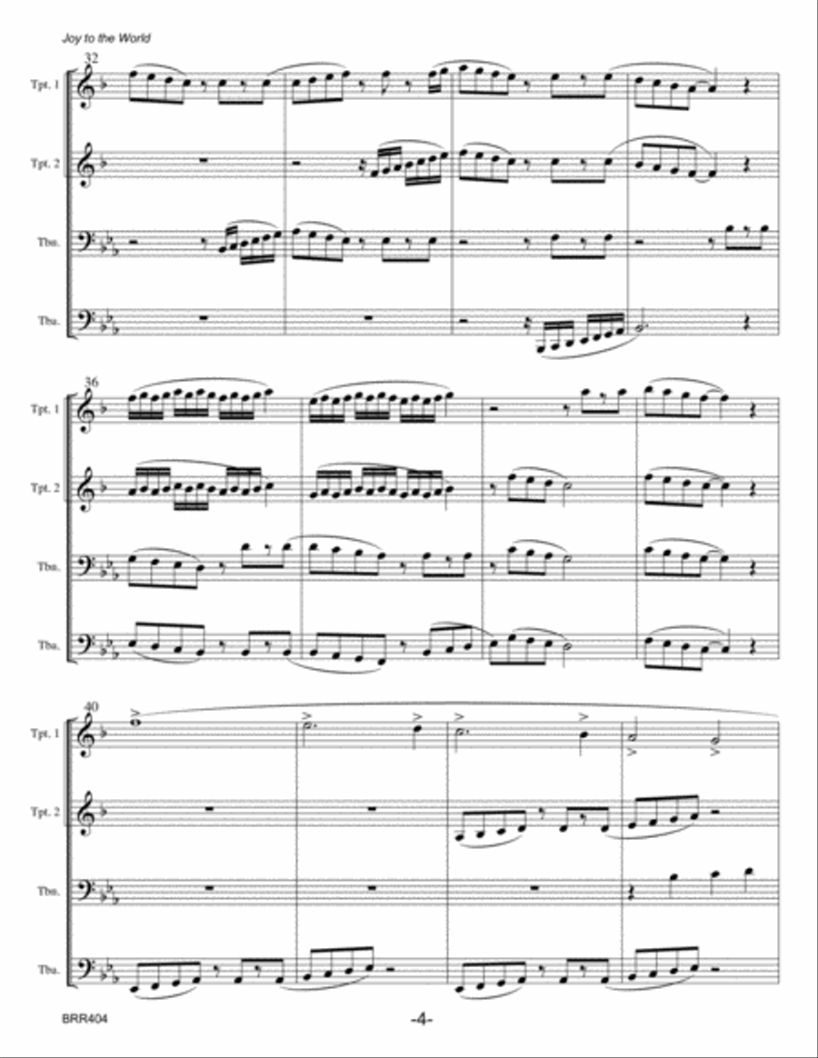 JOY TO THE WORLD - BRASS QUARTET (unaccompanied) Brass Quartet scores gallery preview page 4