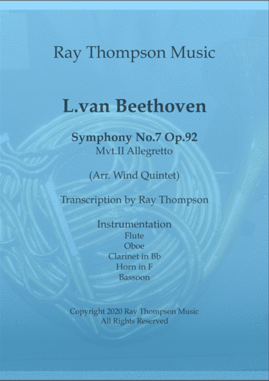 Beethoven: Symphony No.7 Op.92 Mvt.II Allegretto - wind quintet Woodwind Quintet scores gallery preview page 1