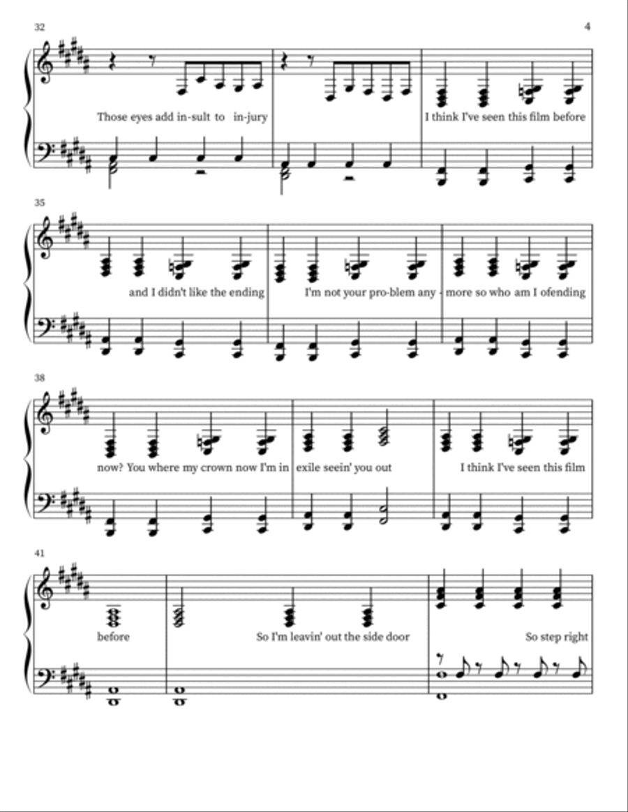 Exile Easy Piano scores gallery preview page 4