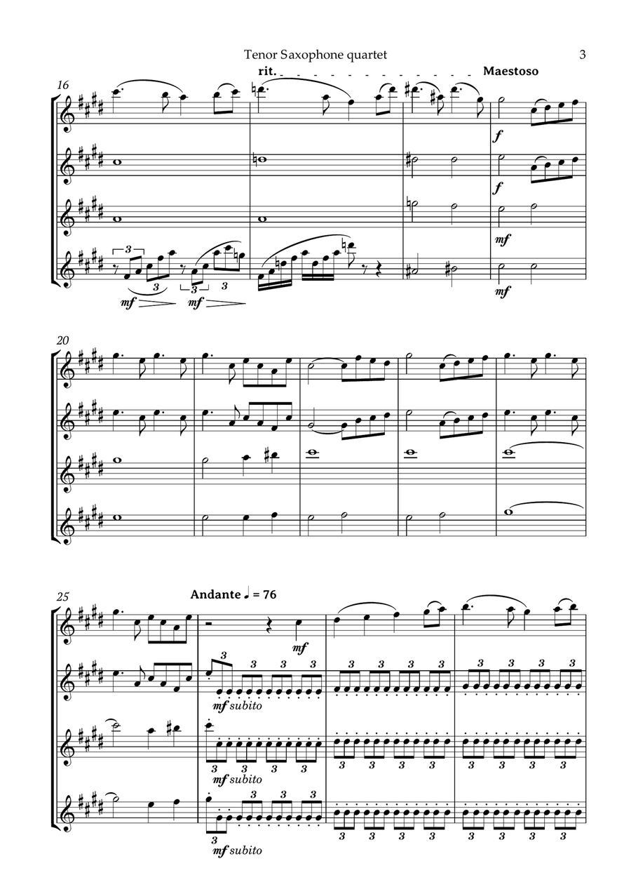 Swan Lake Tchaikovsky Tenor Saxophone Quartet Tenor Saxophone scores gallery preview page 4