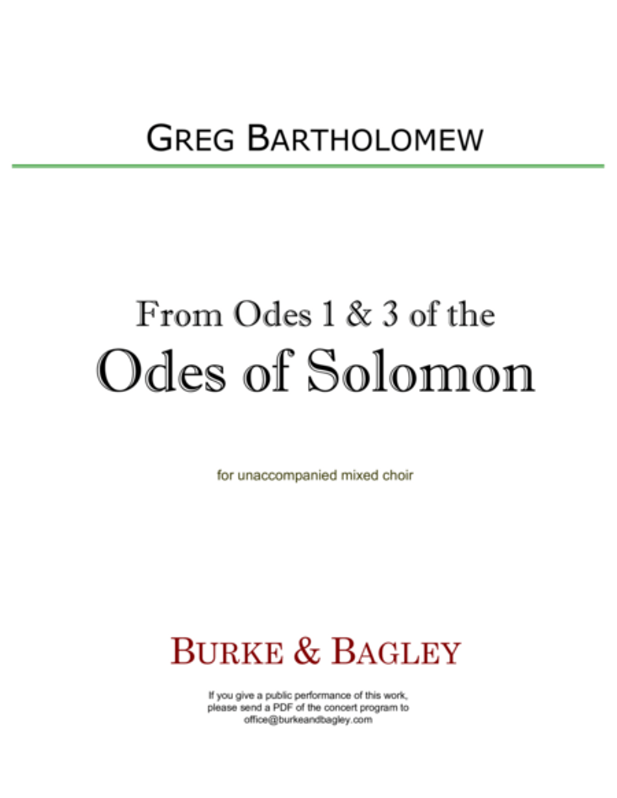 From Odes 1 & 3 of the Odes of Solomon 4-Part scores gallery preview page 1