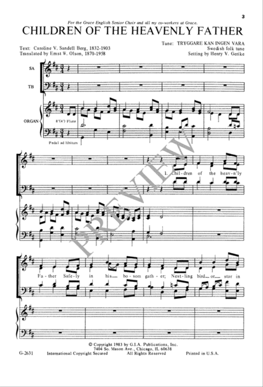 Children of the Heavenly Father 4-Part scores gallery preview page 3