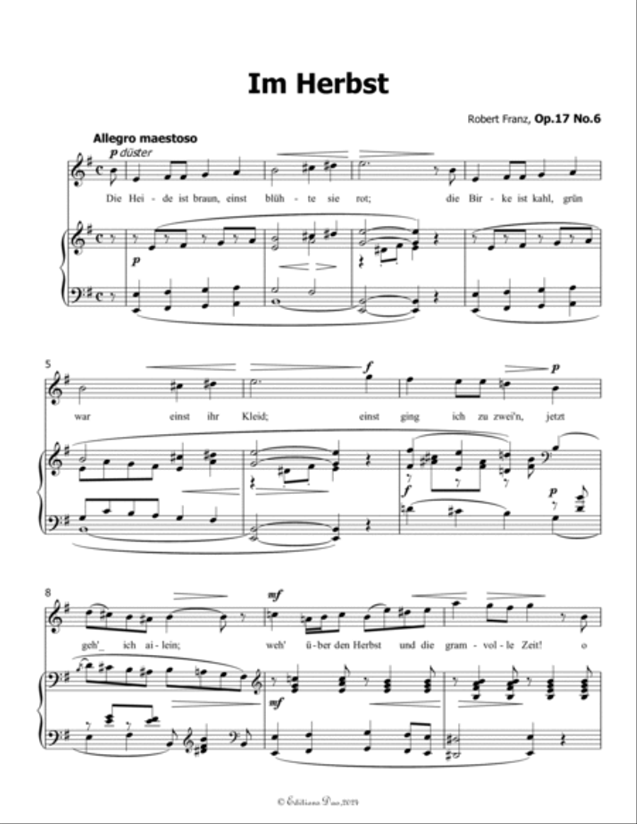 Im Herbst, by Robert Franz, in e minor Voice scores gallery preview page 3