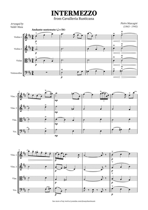 Intermezzo from Cavalleria Rusticana for String Quartet in D Major