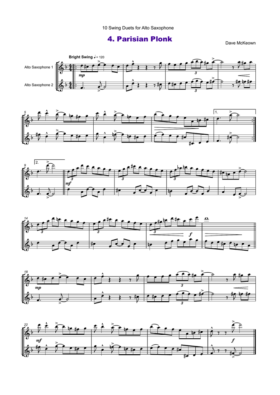 10 Swing Duets for Alto Saxophone Woodwind Duet scores gallery preview page 6