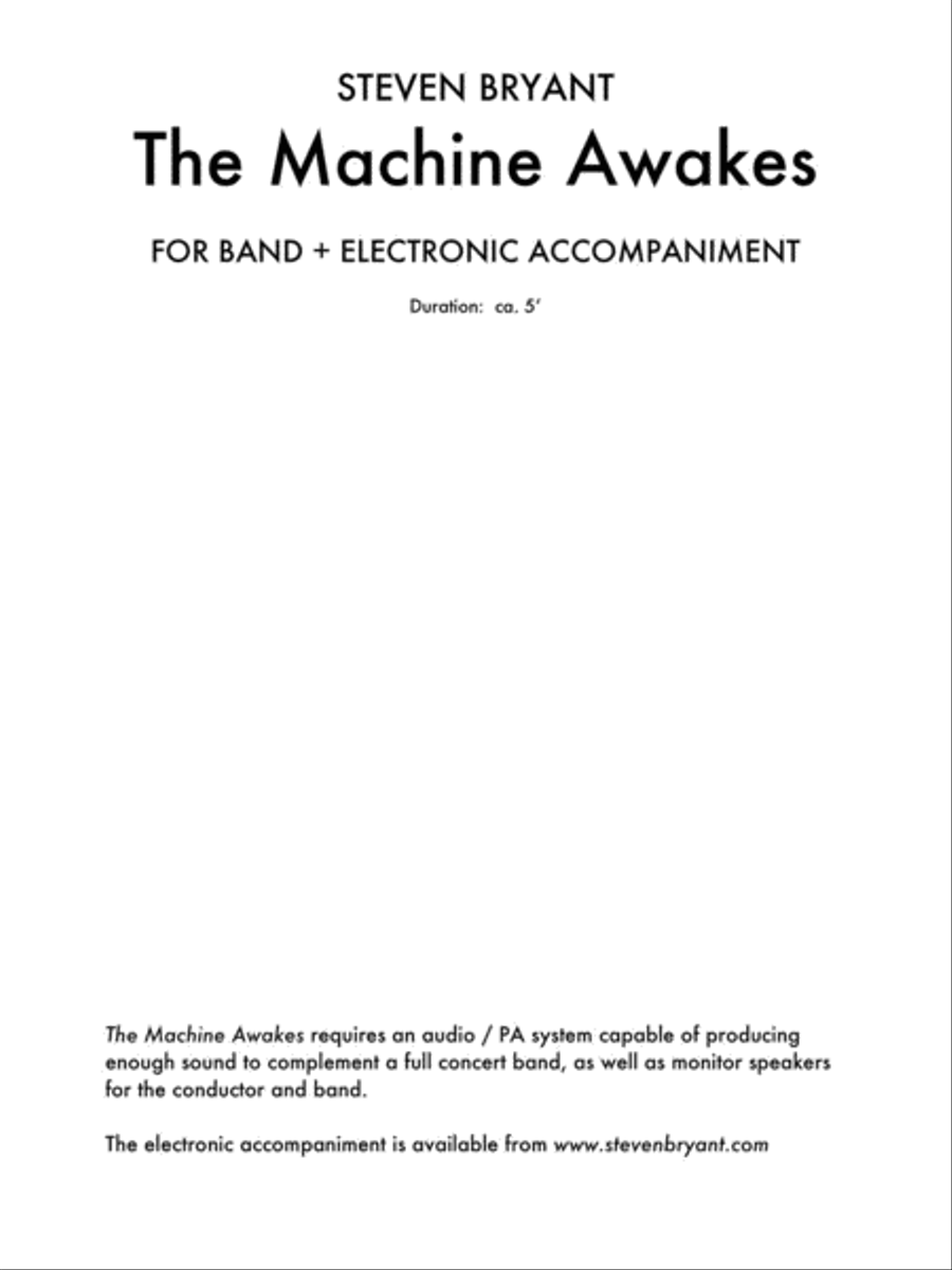 The Machine Awakes (for Band Plus Electronics) Concert Band scores gallery preview page 1