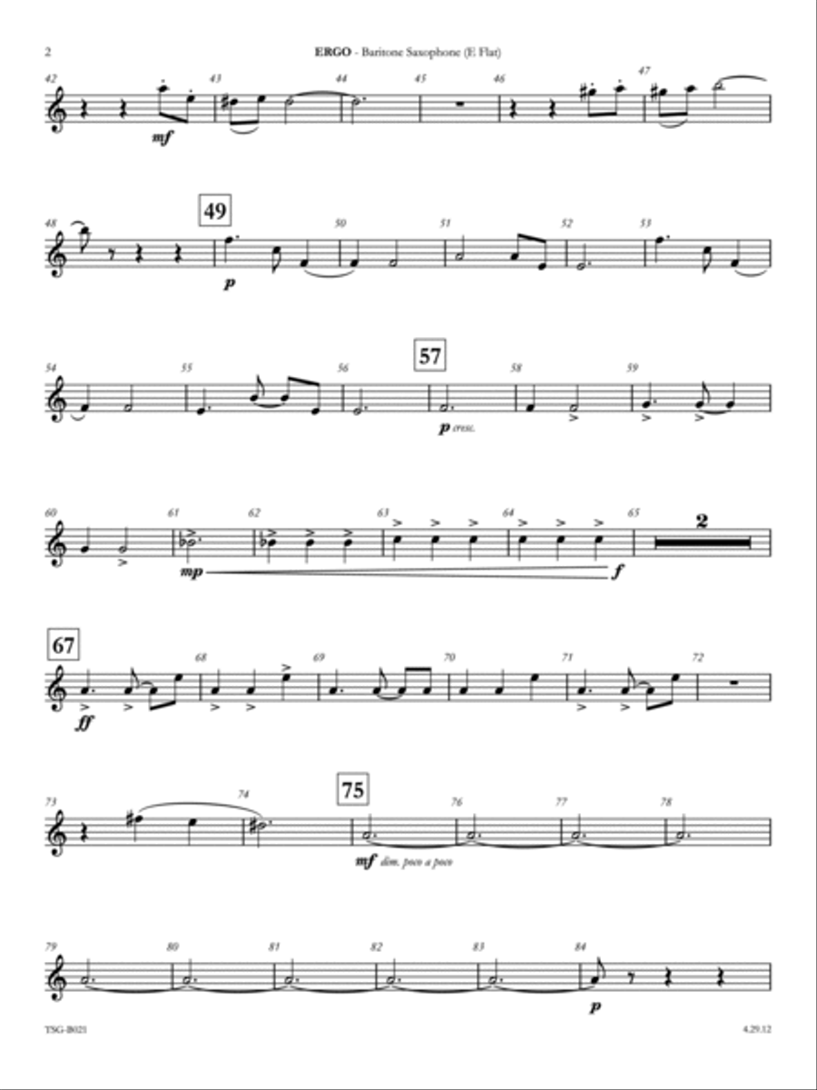 Ergo: E-flat Baritone Saxophone Concert Band scores gallery preview page 2