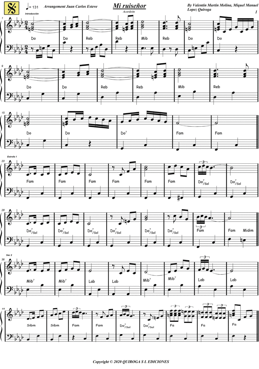 Mi Ruisenor Mi Ruisenor Accordion scores gallery preview page 1