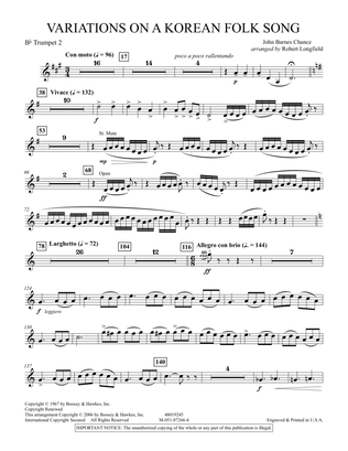 Variations on A Korean Folk Song - 2nd Bb Trumpet