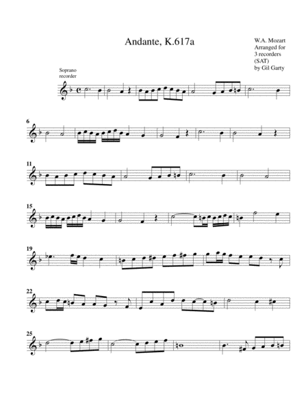 Andante K. 617a (arrangement for 3 recorders)