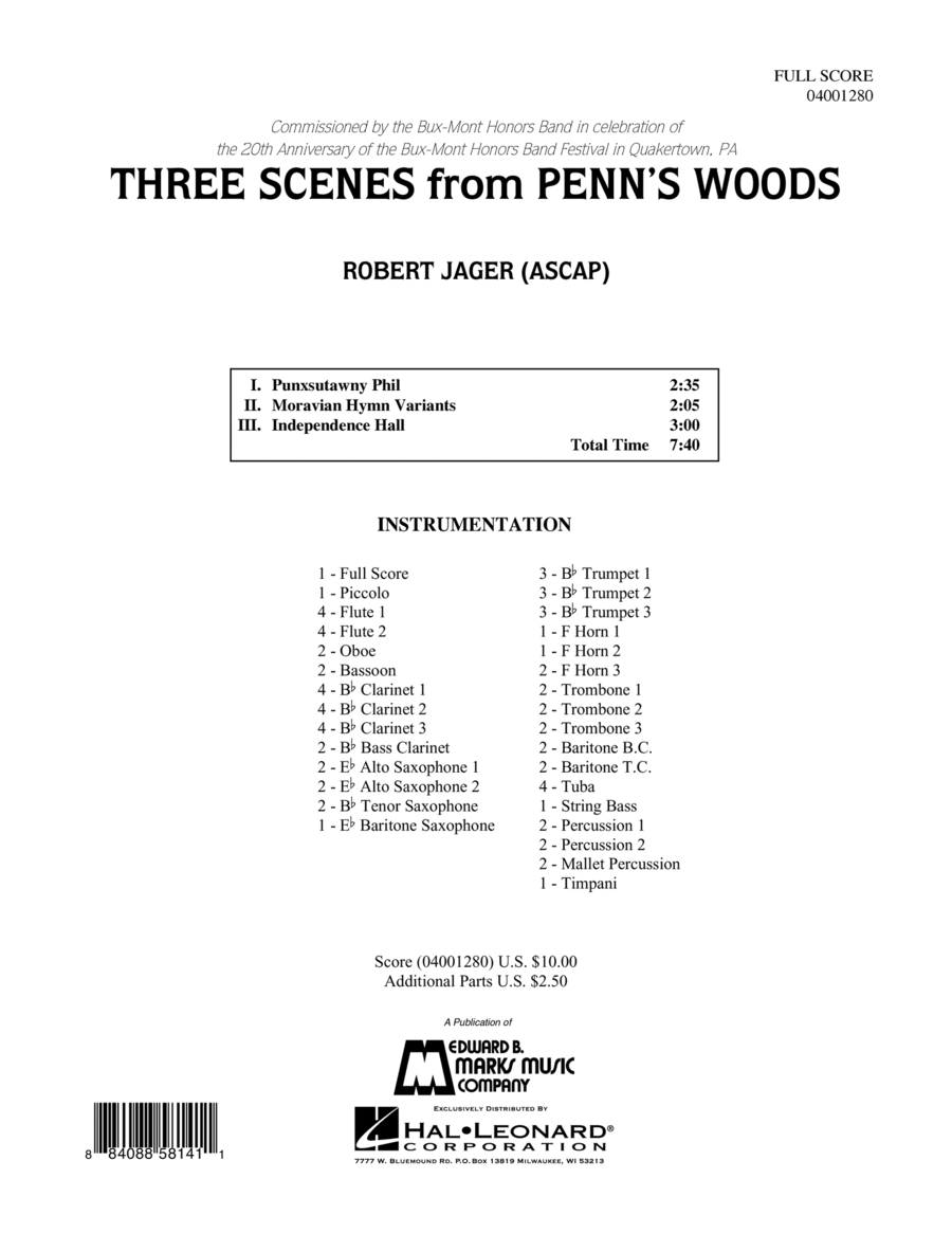 Three Scenes From Penn's Woods - Full Score Concert Band scores gallery preview page 1