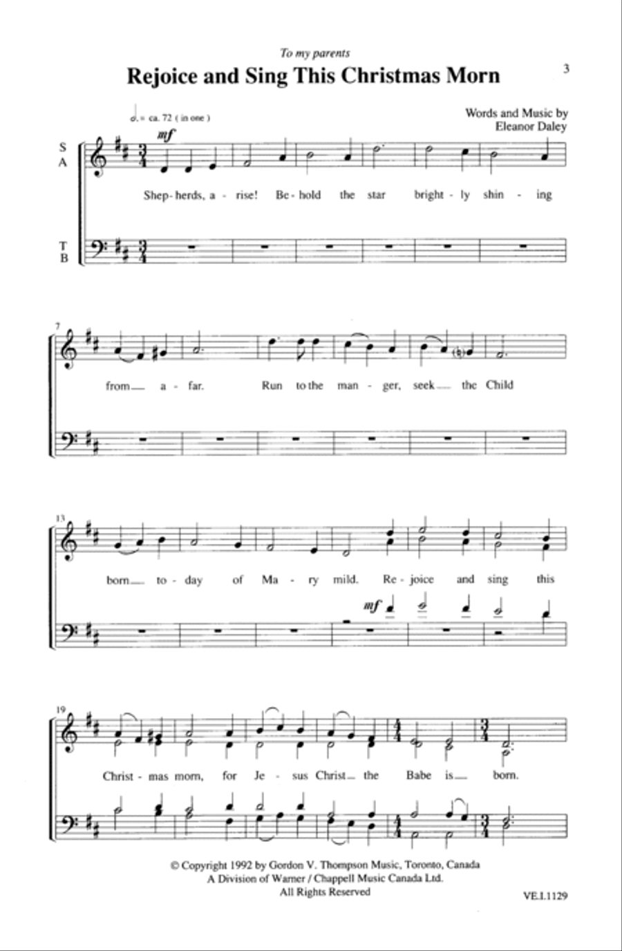 Rejoice and Sing This Christmas Morn 4-Part scores gallery preview page 2