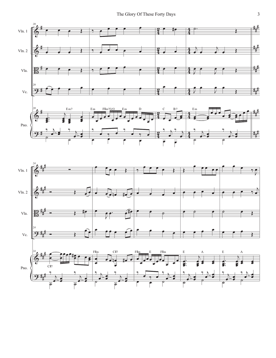 The Glory Of These Forty Days (String Quartet and Piano) String Quartet scores gallery preview page 3