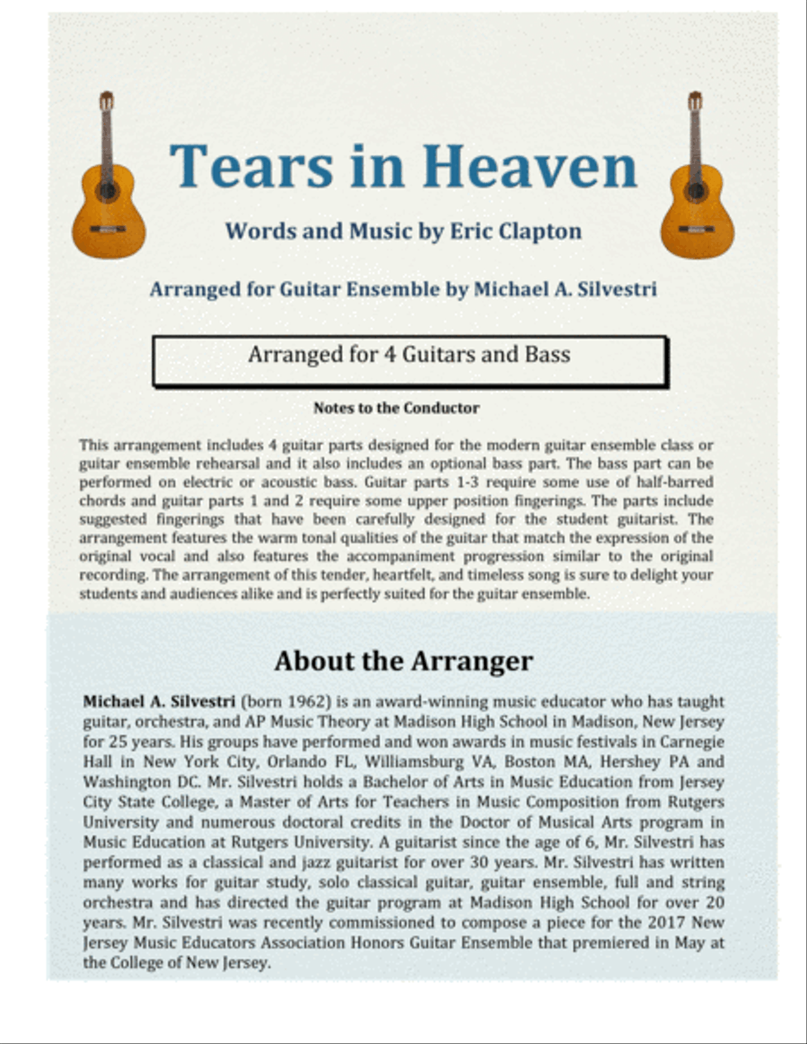 Tears In Heaven Guitar Ensemble scores gallery preview page 1