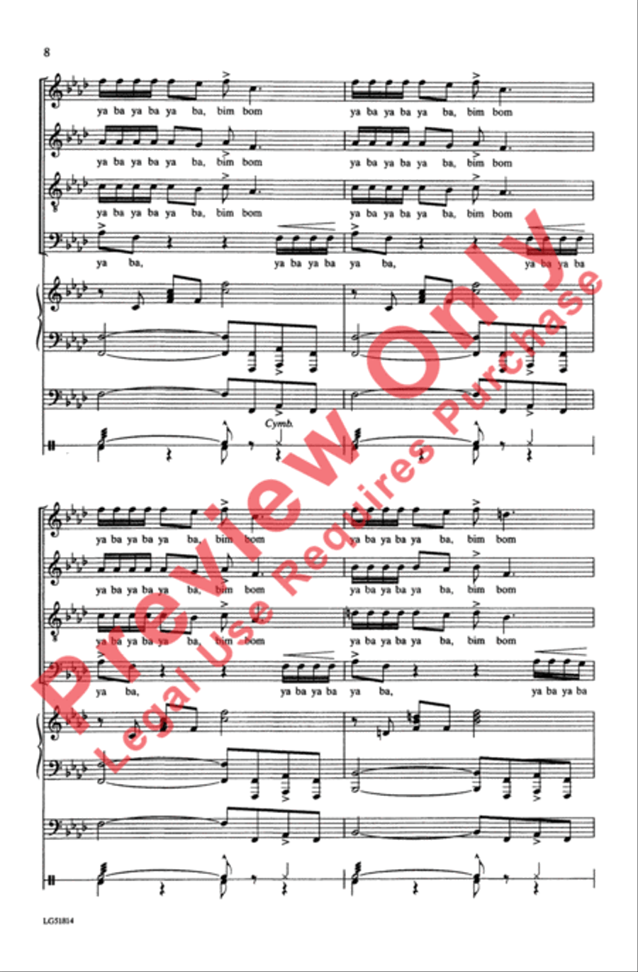 Ya Ba Bom 4-Part scores gallery preview page 8
