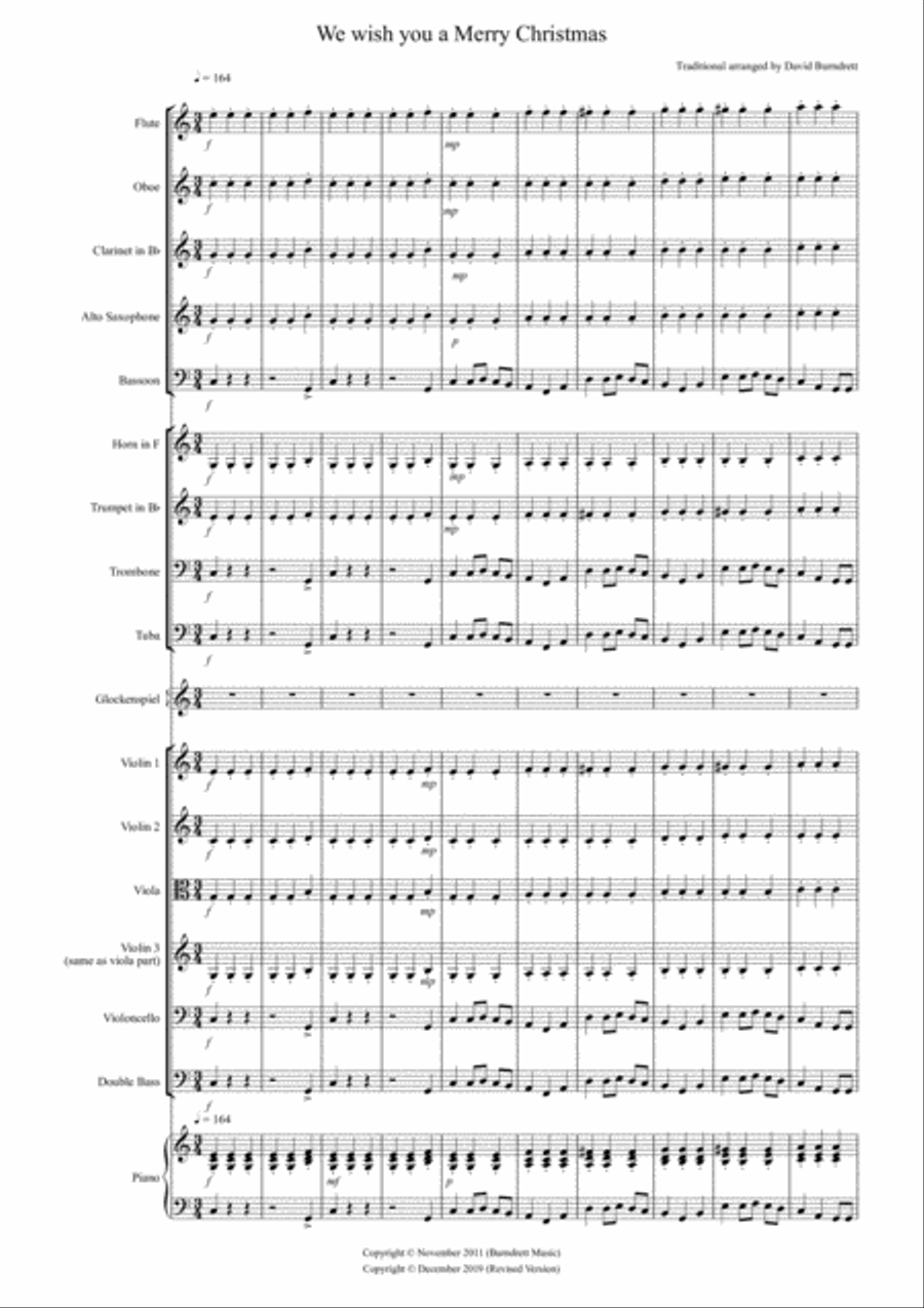 We wish you a Merry Christmas for School Orchestra Full Orchestra scores gallery preview page 1