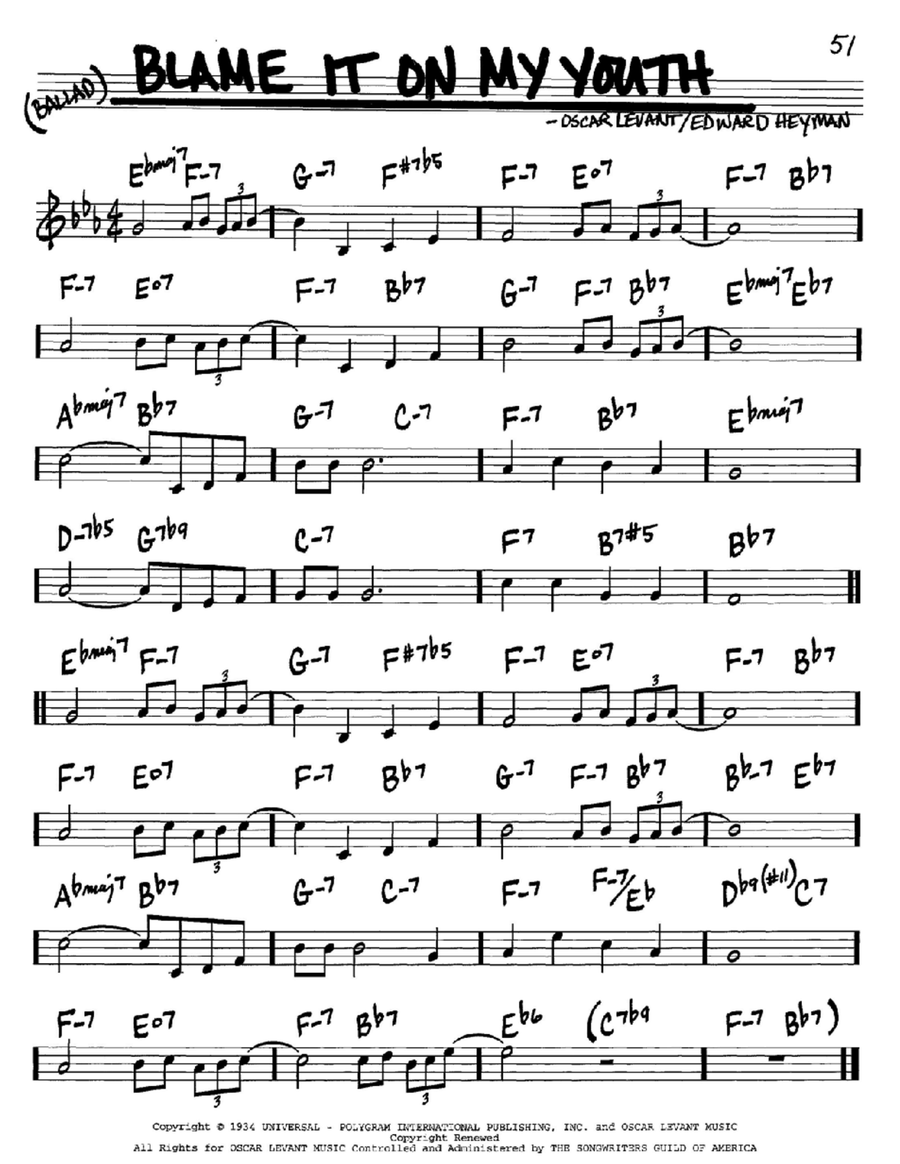 Blame It On My Youth Piano scores gallery preview page 1