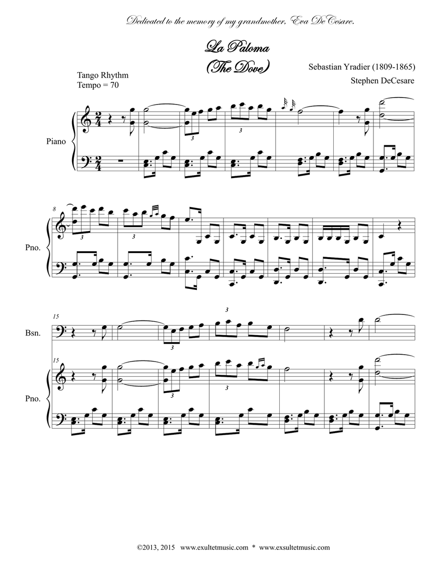 La Paloma (for Woodwind Quintet and Piano) La Paloma (for Woodwind Quintet and Piano) Woodwind Quintet scores gallery preview page 2