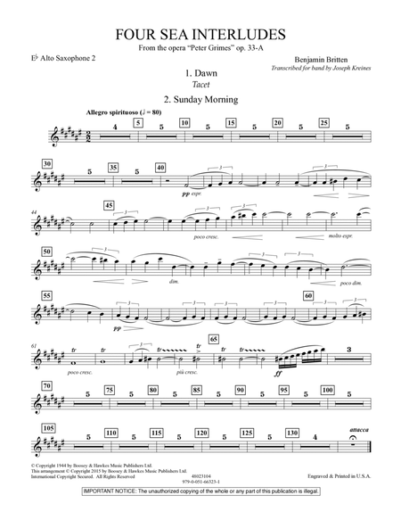 Four Sea Interludes (from the opera "Peter Grimes") - Eb Alto Saxophone 2
