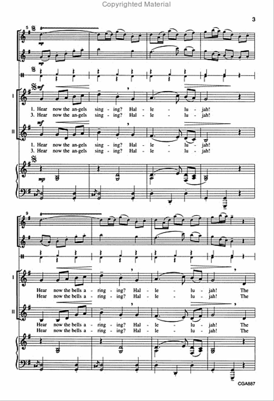 Hear Now the Angels Singing Unison Choir scores gallery preview page 3