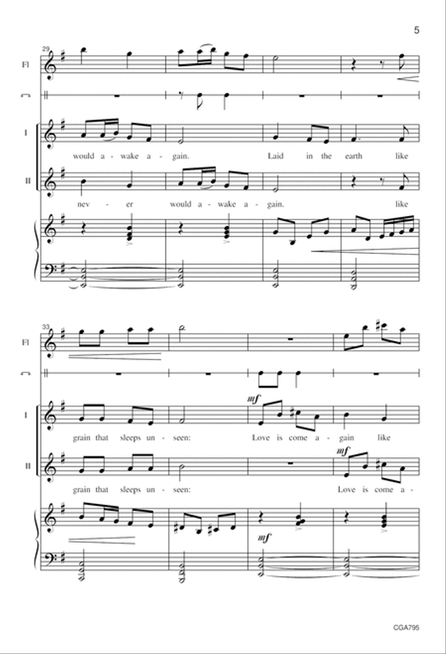 Now the Green Blade Rises Unison Choir scores gallery preview page 5
