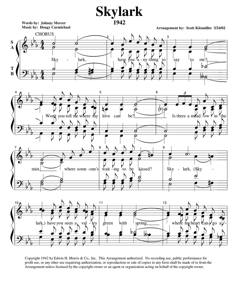 Skylark 4-Part scores gallery preview page 1