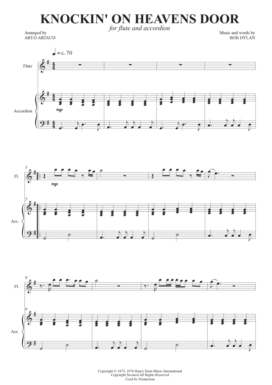 Knockin' On Heaven's Door Chamber Music scores gallery preview page 1