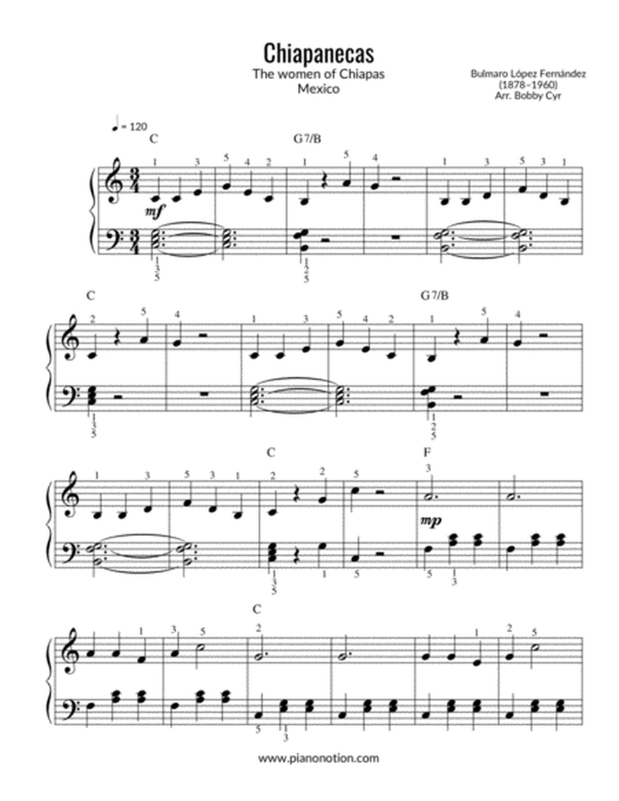 Chiapanecas (Easy Piano Solo)