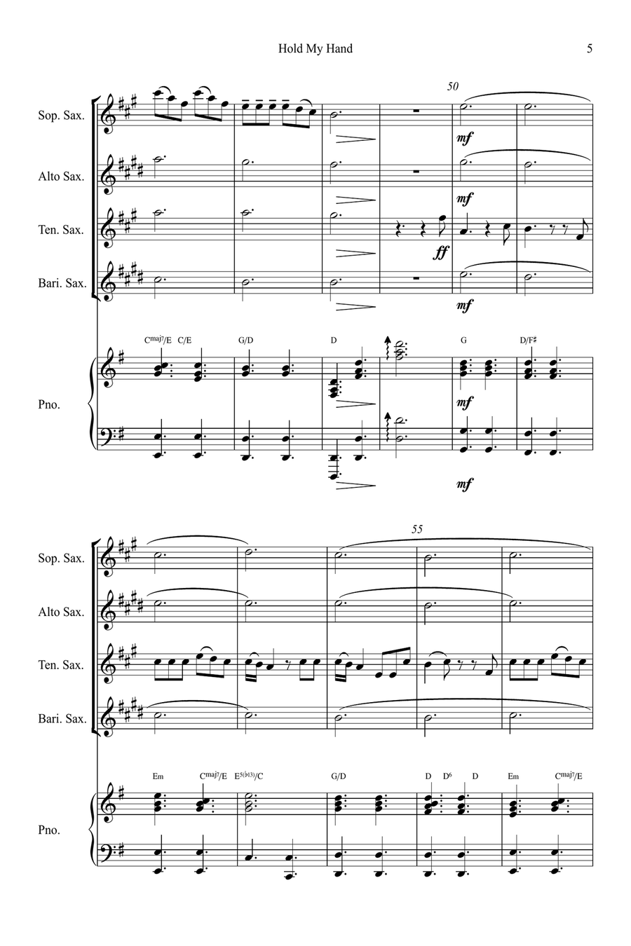 Hold My Hand Small Ensemble scores gallery preview page 5