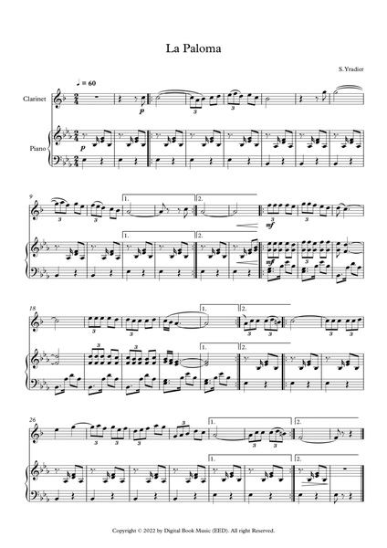 La Paloma - Sebastian Yradier (Clarinet + Piano) image number null