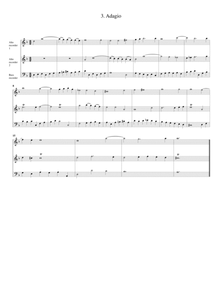 Trio sonata, flute, violin, continuo, D major (F major) (arrangement for 3 recorders)