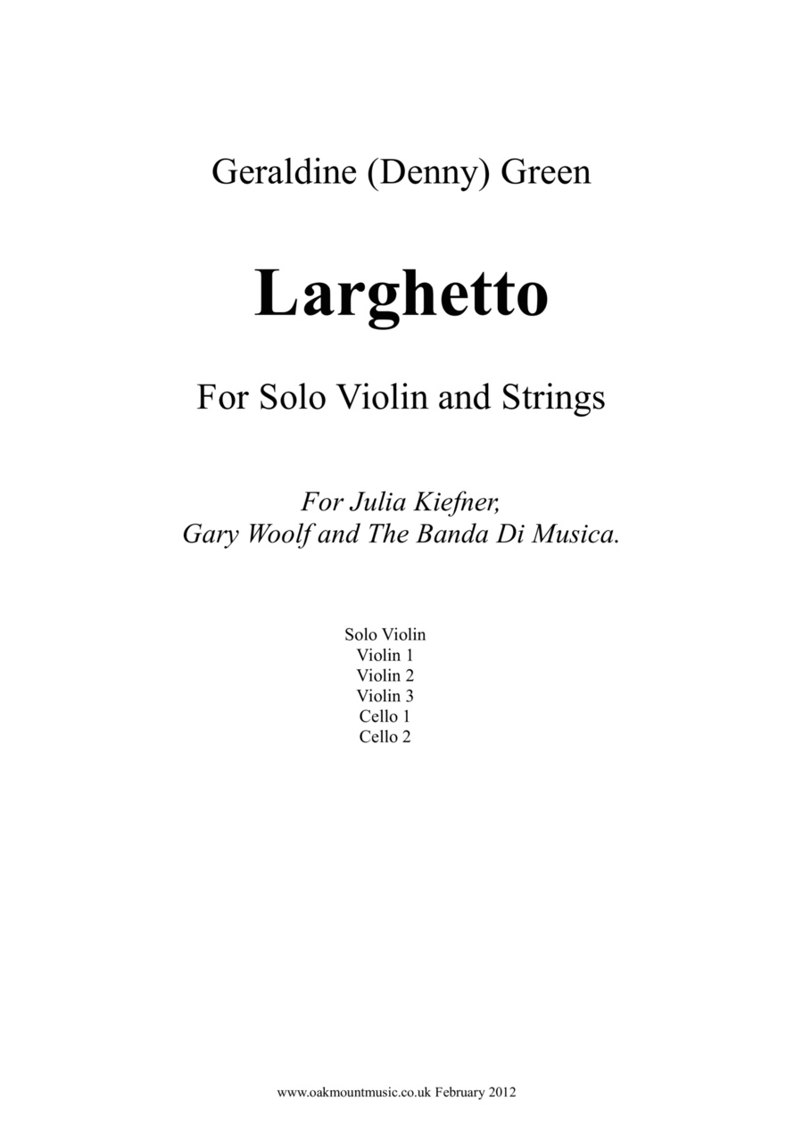 Larghetto, for Solo Violin and Strings (School Arrangement) Chamber Music scores gallery preview page 1