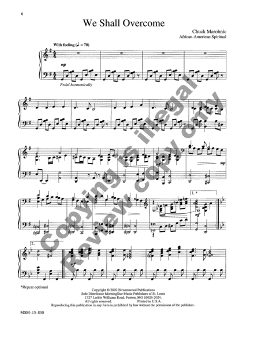 We Shall Overcome We Shall Overcome Piano Solo scores gallery preview page 3