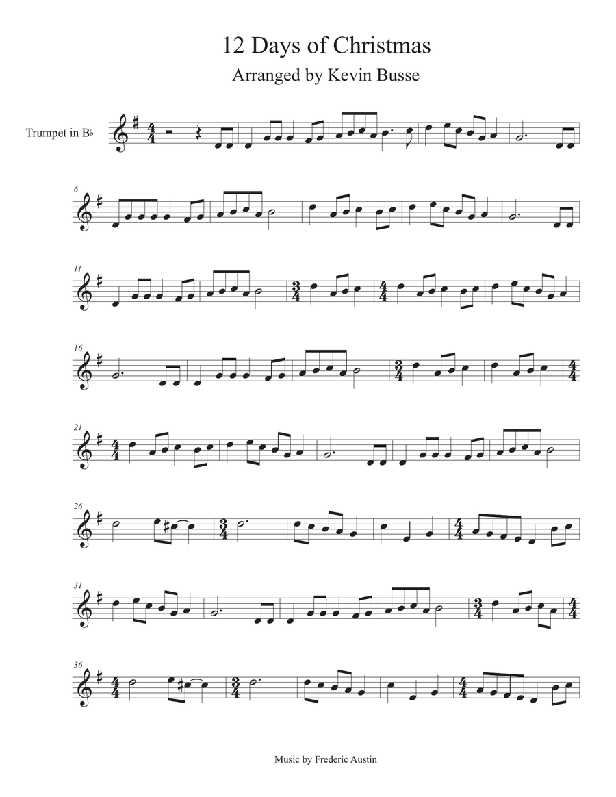 Twelve (12) Days of Christmas - Trumpet Trumpet Solo scores gallery preview page 1