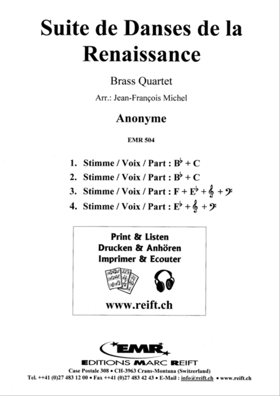 Suite de Danses de la Renaissance Brass Quartet scores gallery preview page 2