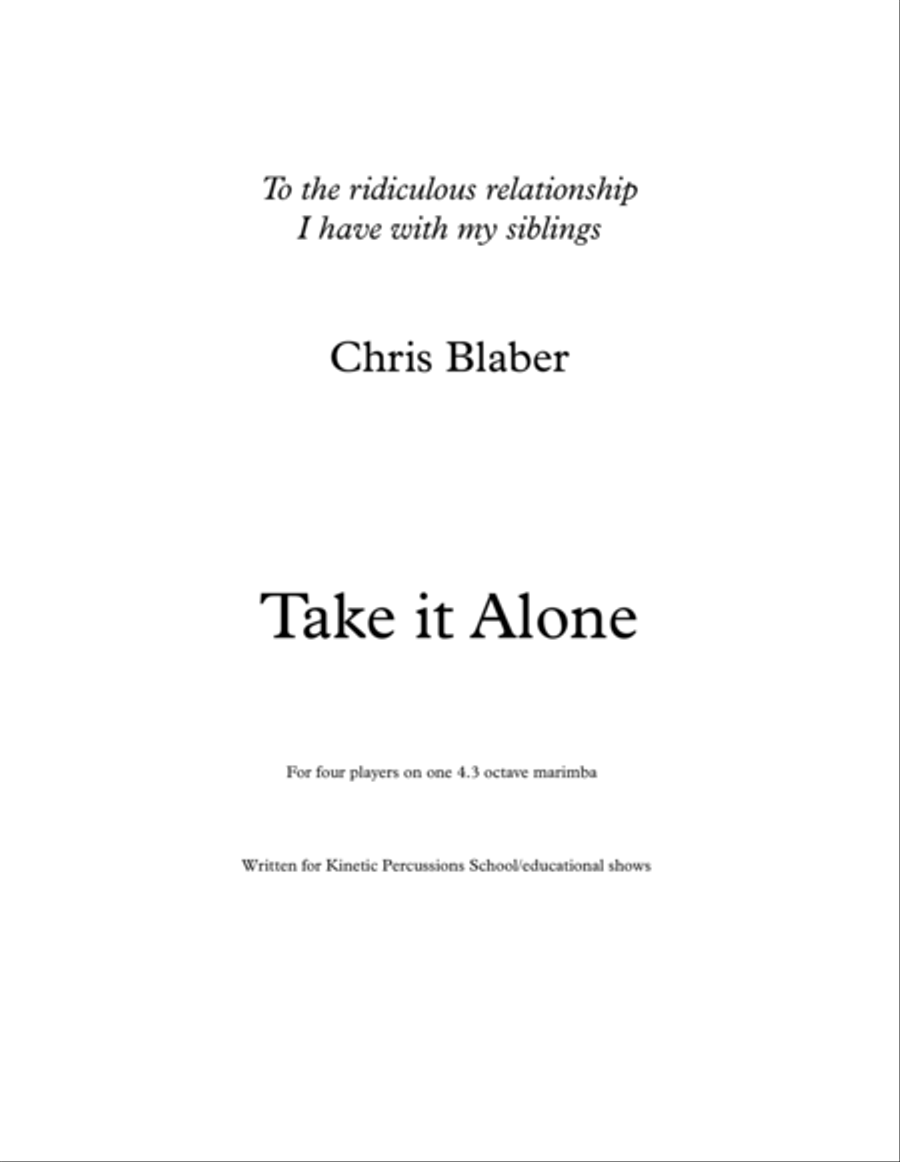 Take it Alone Take it Alone Percussion Ensemble scores gallery preview page 1