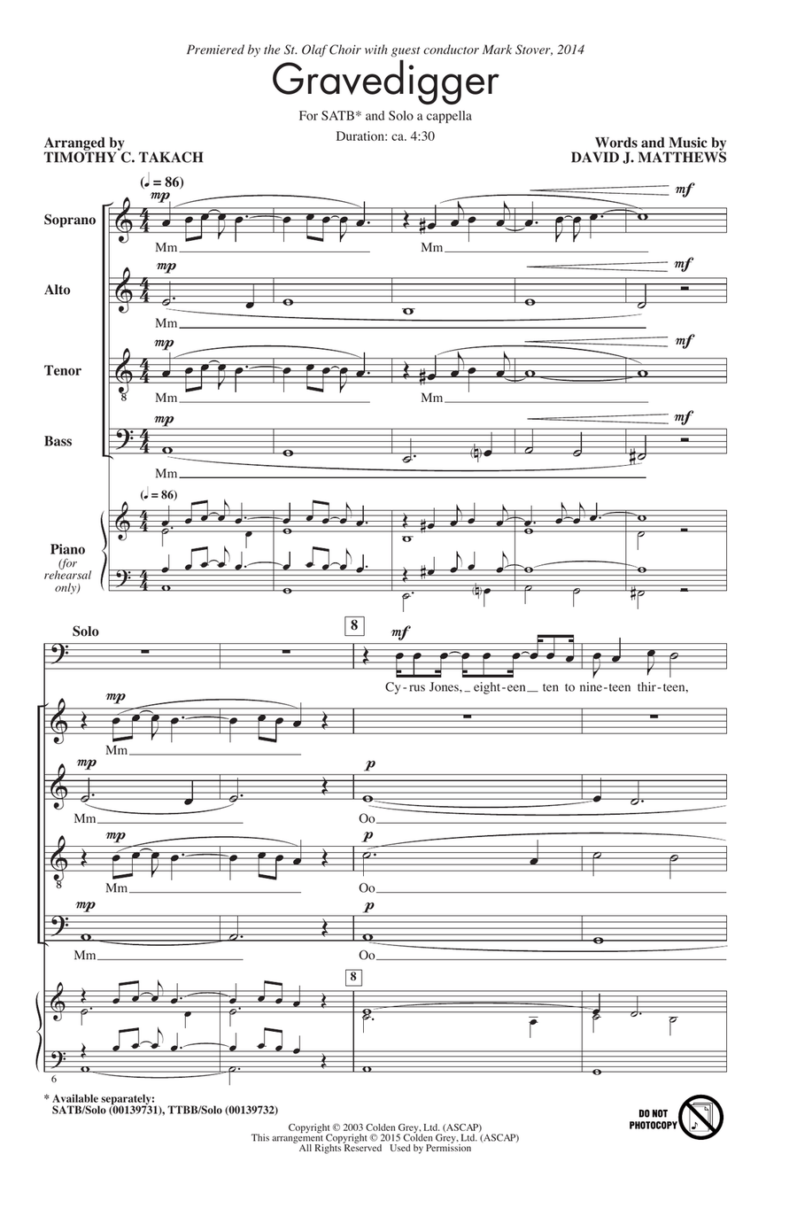 Gravedigger A Cappella scores gallery preview page 1