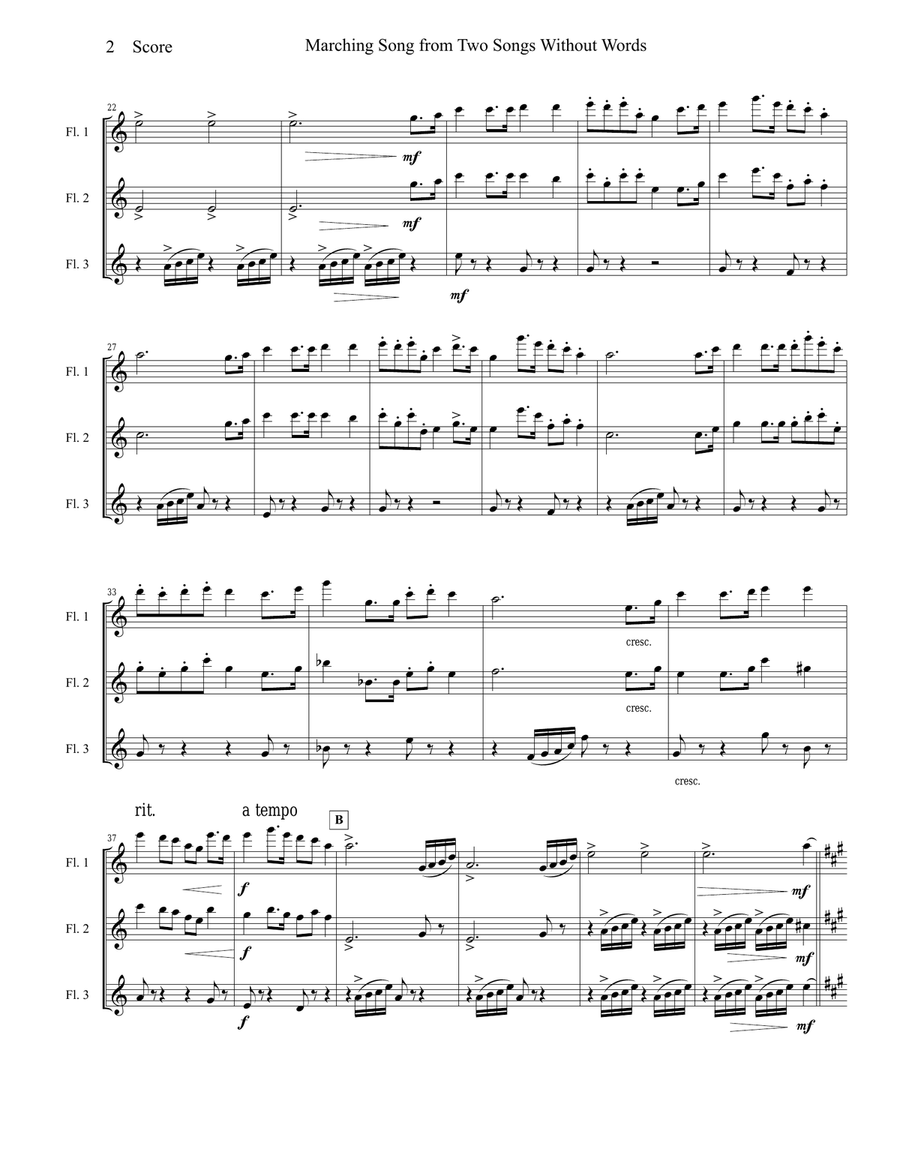 Marching Song by Gustav Holst for Flute Trio Flute Trio scores gallery preview page 3