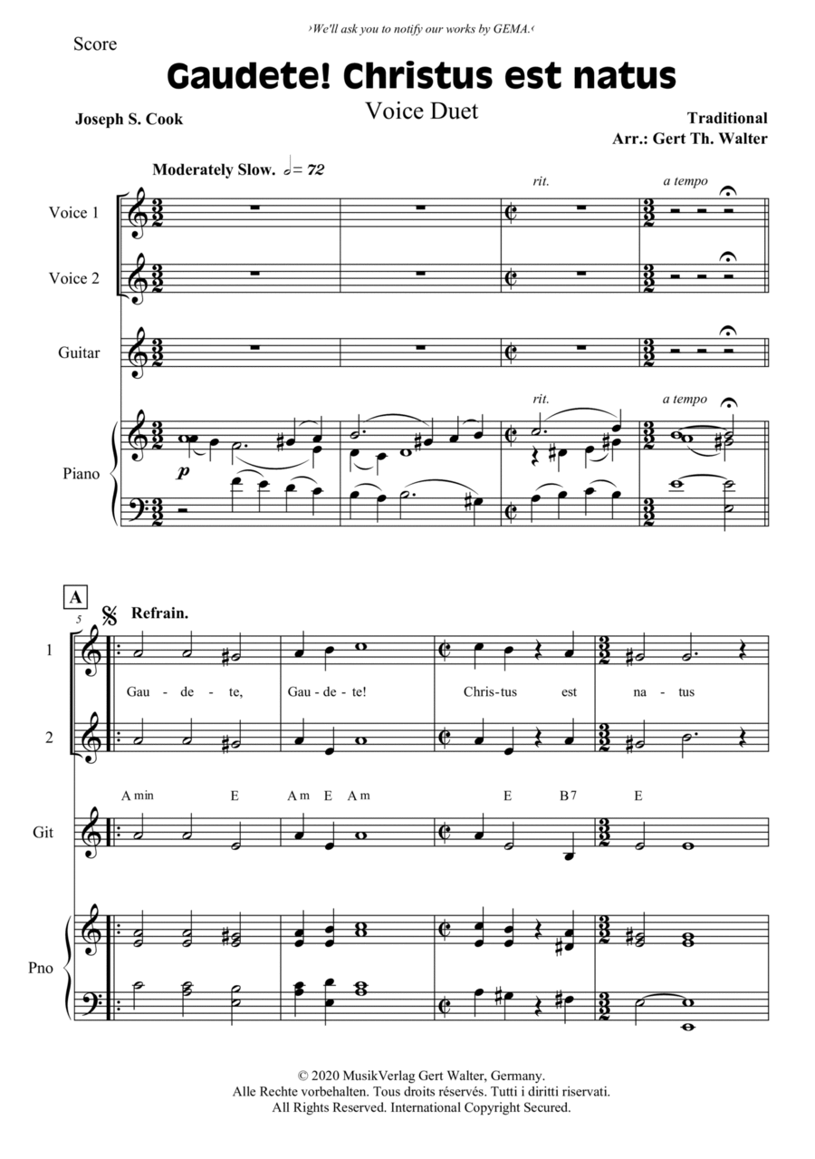 Gaudete! Christus Est Natus Guitar scores gallery preview page 1