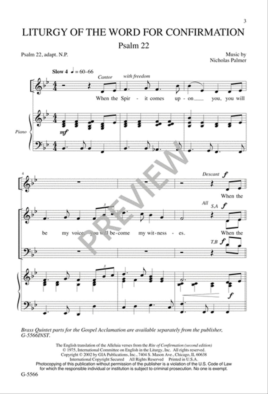 Liturgy of the Word for Confirmation 4-Part scores gallery preview page 2