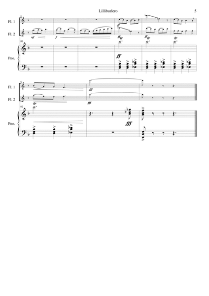 Lilliburlero (or Lillibulero) for 2 flutes and piano image number null