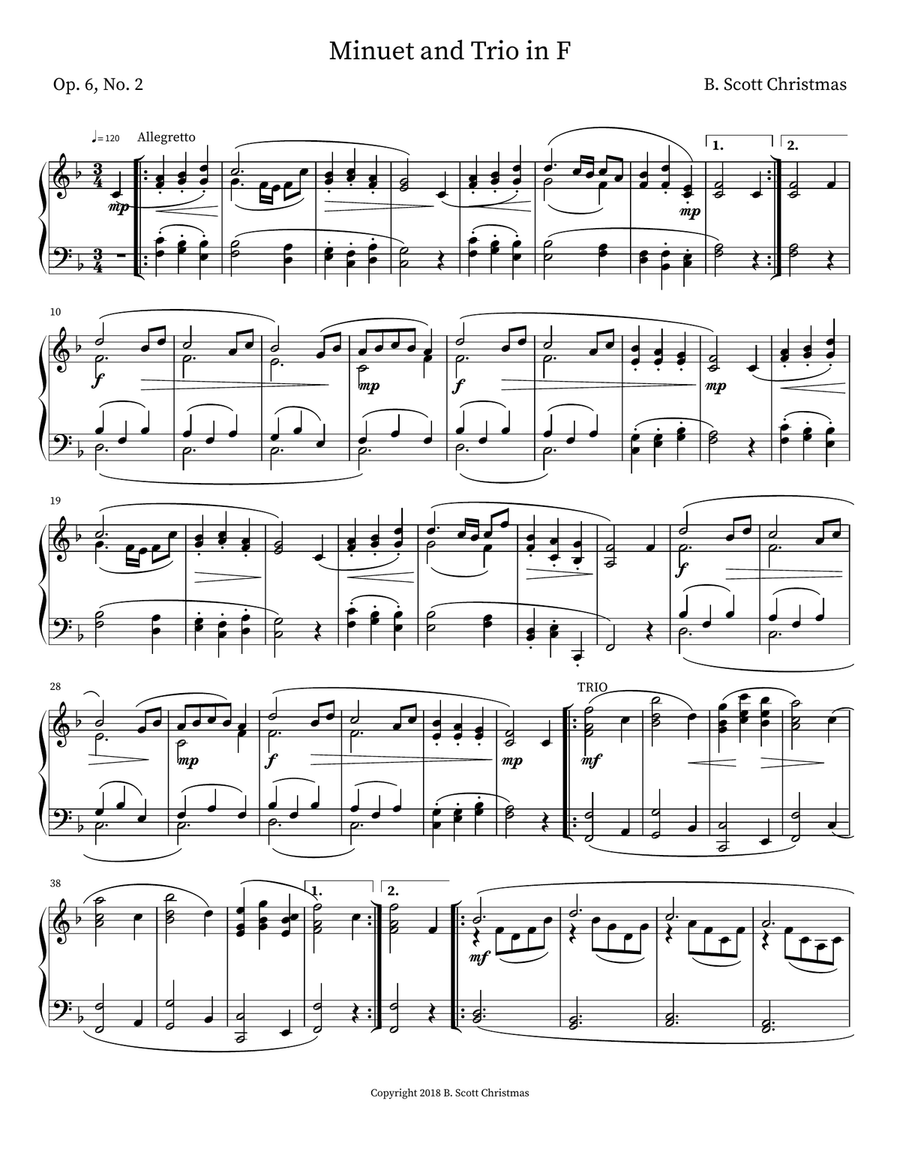 Minuet and Trio in F Piano scores gallery preview page 1