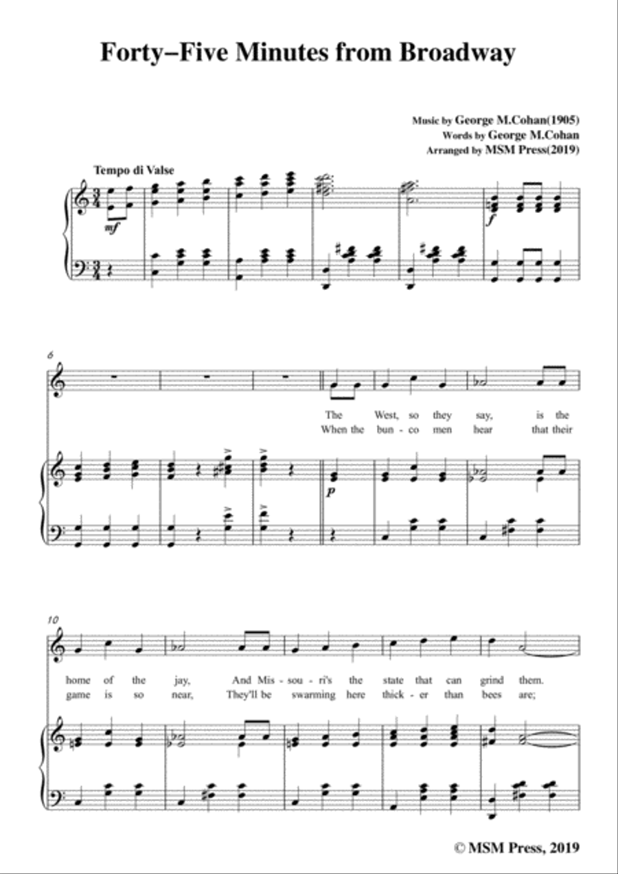 George M. Cohan-Forty-Five Minutes from Broadway,in C Major,for Voice&Piano Voice scores gallery preview page 3