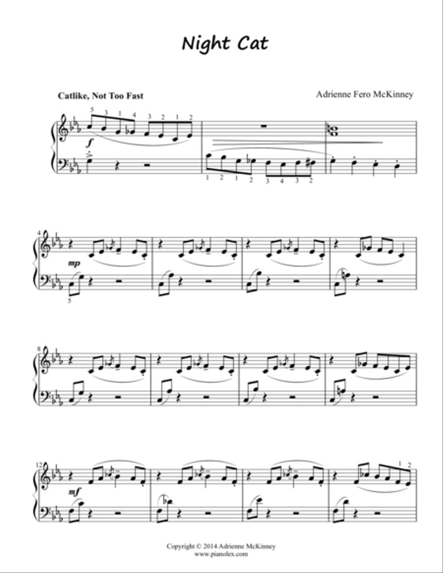 Night Cat Piano Solo scores gallery preview page 1