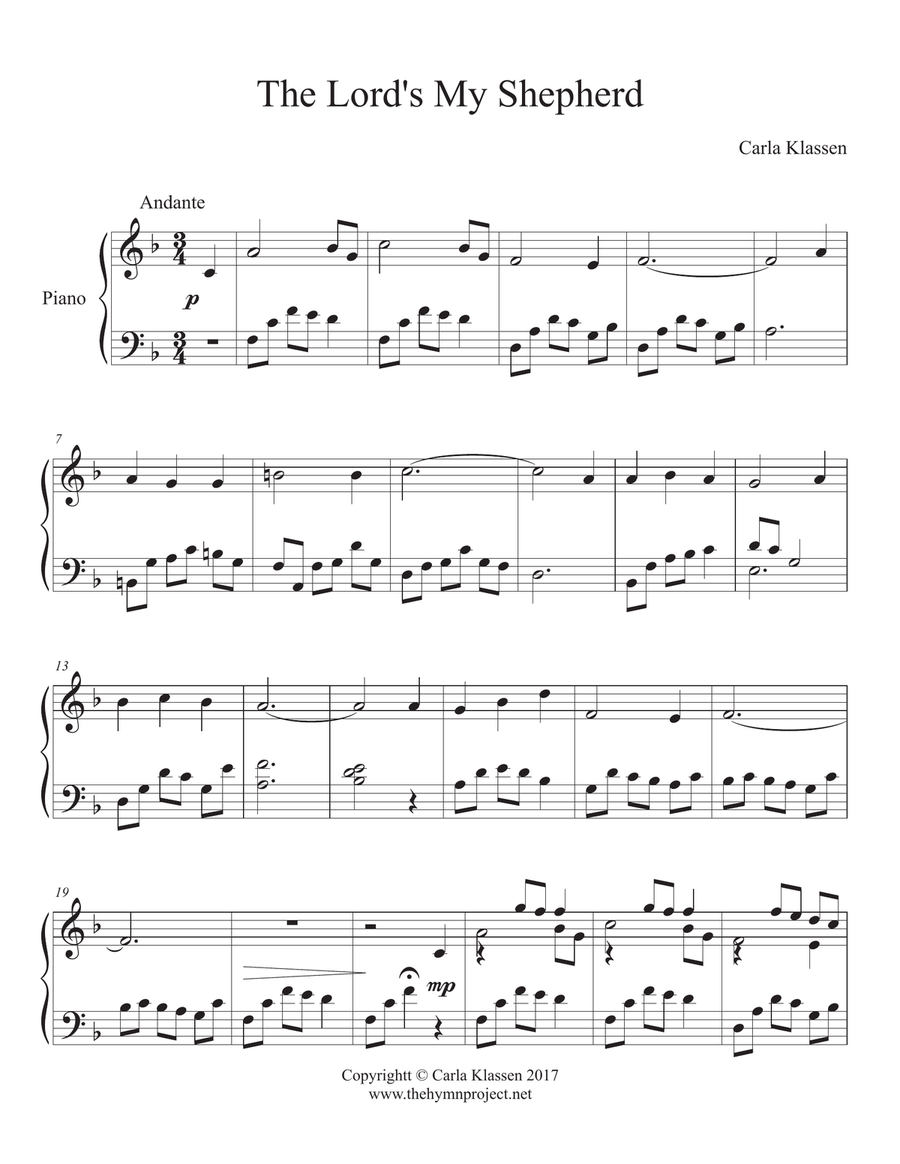 The Lord's My Shepherd Piano Solo scores gallery preview page 1